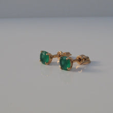 Load image into Gallery viewer, Green Agate Stud Earrings 14-Karat Rose Gold - Karina Constantine Jewellery