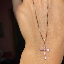 Load image into Gallery viewer, Amethyst Cross Pendant 14-Karat Rose Gold - Karina Constantine Jewellery