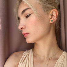 Load image into Gallery viewer, Green Chalcedony Stud Earrings 14-Karat Rose Gold - Karina Constantine Jewellery