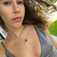Load image into Gallery viewer, Lucky Four Leaf Clover Malachite Pendant Necklace Sterling Silver - Karina Constantine Jewellery