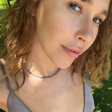 Load image into Gallery viewer, Grey Cordierite Beaded Gemstone Choker Sterling Silver - Karina Constantine jewellery