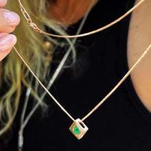 Load image into Gallery viewer, Emerald Pendant Necklace 14-Karat Rose Gold - Karina Constantine jewellery