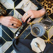 Load image into Gallery viewer, Four Leaf Clover Black Enamel Ring Sterling Silver - Karina Constantine Jewellery