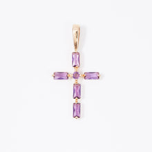 Load image into Gallery viewer, Amethyst Cross Pendant 14-Karat Rose Gold - Karina Constantine Jewellery