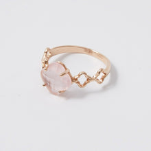 Load image into Gallery viewer, Four Leaf Clover Rose Quartz Ring 14-Karat Rose Gold - Karina Constantine jewellery
