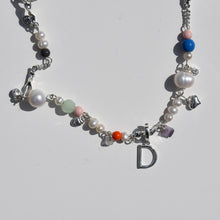 Load image into Gallery viewer, Initial Charm Freshwater Pearl Beaded Necklace Silver Plated