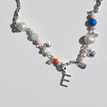 Load image into Gallery viewer, Initial Charm Freshwater Pearl Beaded Necklace Silver Plated
