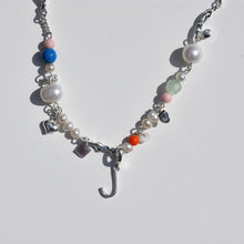 Load image into Gallery viewer, Initial Charm Freshwater Pearl Beaded Necklace Silver Plated