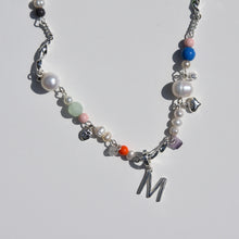 Load image into Gallery viewer, Initial Charm Freshwater Pearl Beaded Necklace Silver Plated