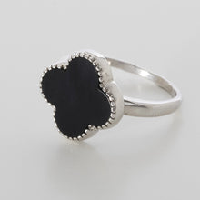Load image into Gallery viewer, Lucky Four Leaf Clover Black Onyx Ring Sterling Silver - Karina Constantine Jewellery