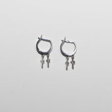 Load image into Gallery viewer, Mini Crosses Hoop Earrings Sterling Silver
