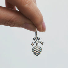 Load image into Gallery viewer, Opal Bow and Heart Earrings Sterling Silver