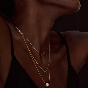 Green Agate Solitaire Necklace 14-Karat Rose Gold - Karina Constantine Jewellery