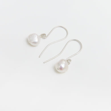 Baroque Pearl Hook Earrings Sterling Silver - Karina Constantine