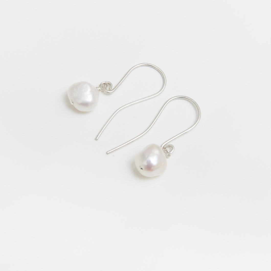 Baroque Pearl Hook Earrings Sterling Silver - Karina Constantine