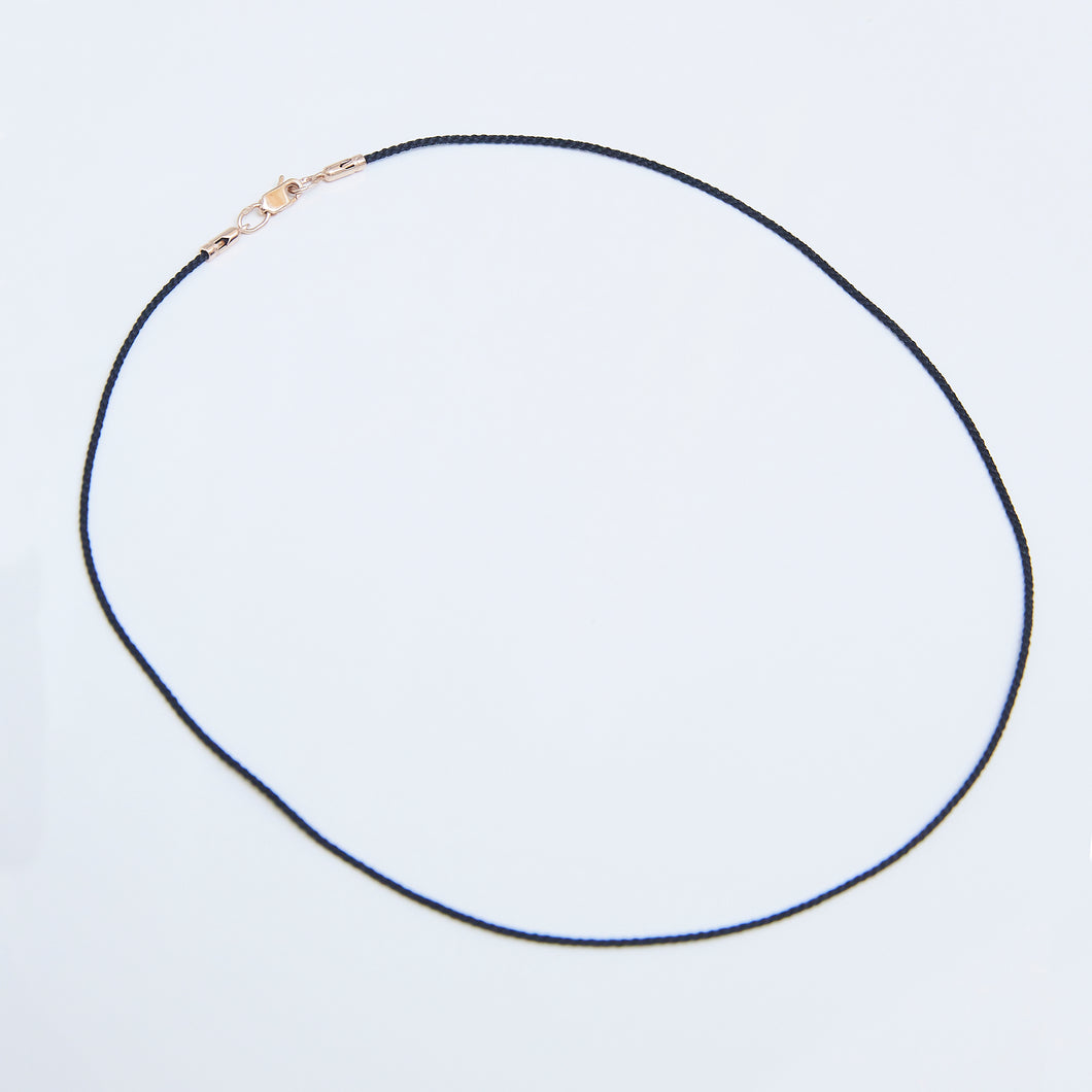 Black Silk Cord 14-Karat Rose Gold Clasp - Karina Constantine