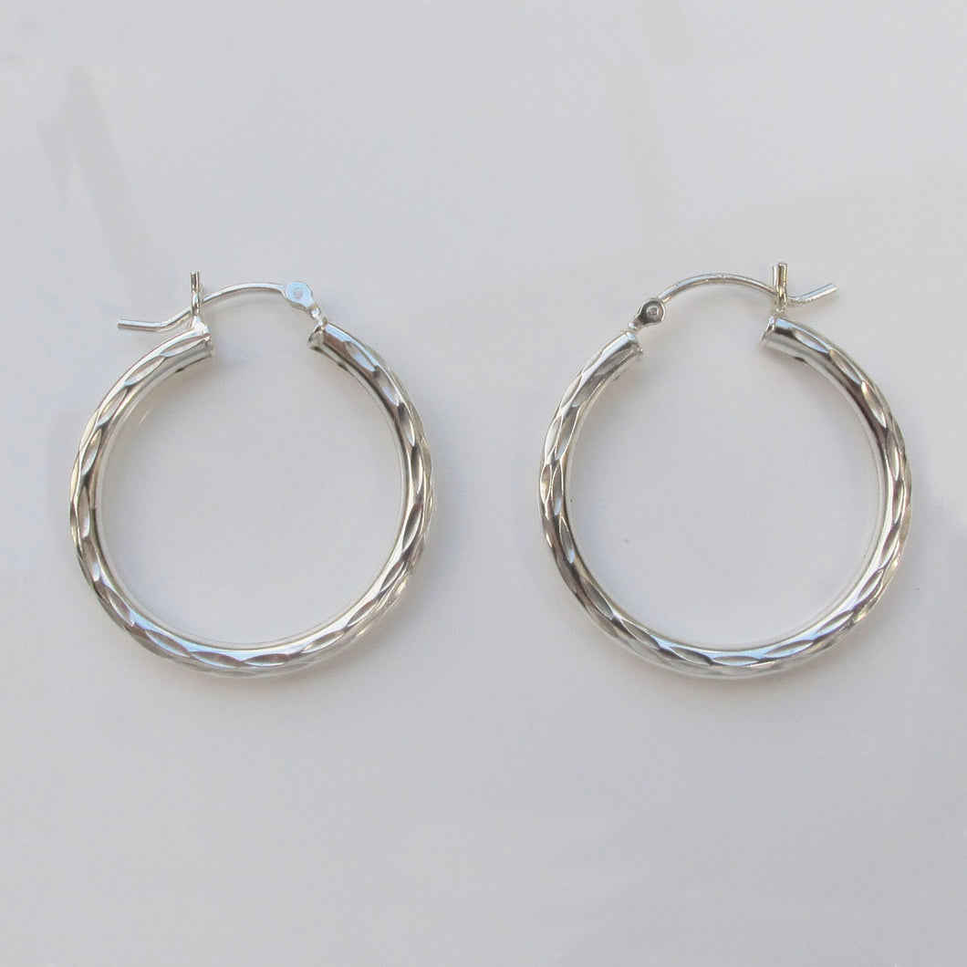 Chunky Midi Hoop Earrings Sterling Silver - Karina Constantine jewellery