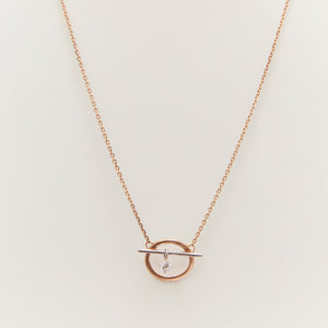 Circle Toggle Necklace 14-Karat Rose, White Gold - Karina Constantine 