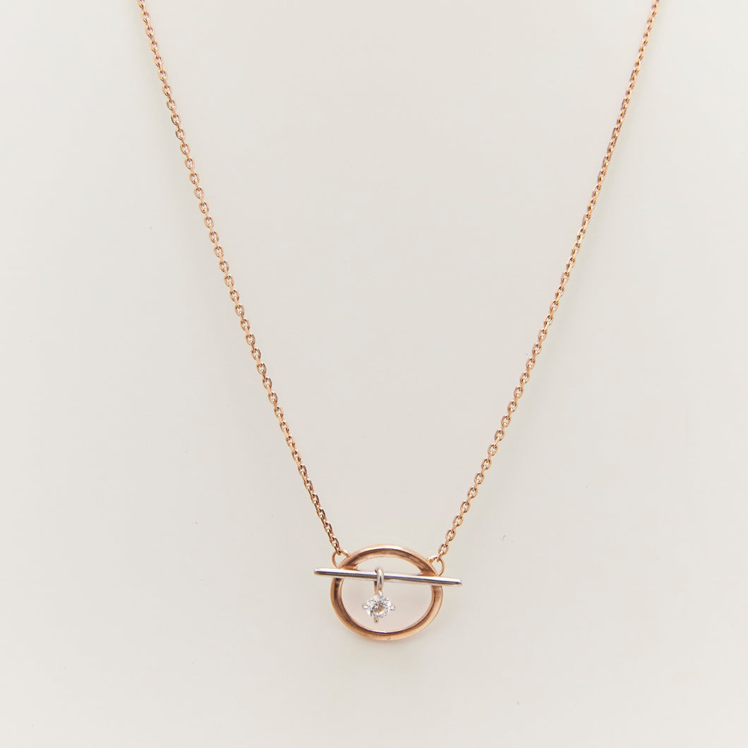 Circle Toggle Necklace 14-Karat Rose, White Gold - Karina Constantine 