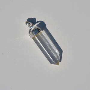 Clear Quartz Crystal Point Pendant Sterling Silver