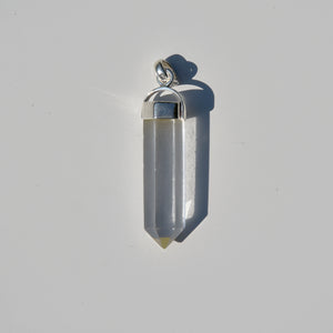 Clear Quartz Crystal Point Pendant Sterling Silver