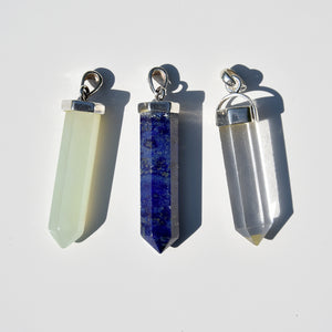 Lapis Crystal Point Pendant Sterling Silver