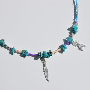 Dreamcatcher Turquoise Beaded Necklace Sterling Silver