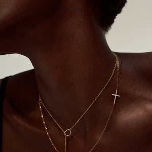 Diamond Sideways Cross Necklace 14-Karat Rose Gold - Karina Constantine jewellery