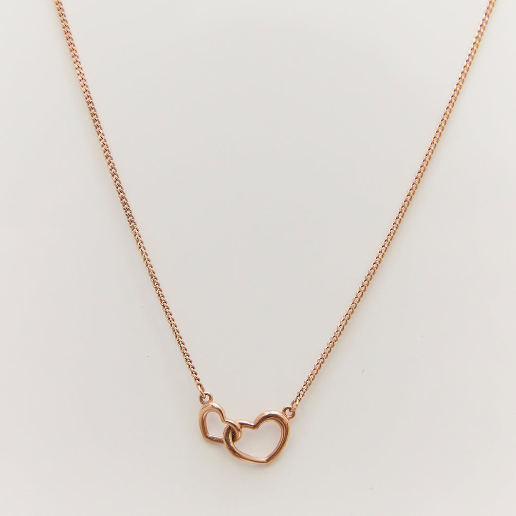 Double Heart Necklace 14-Karat Rose Gold - Karina Constantine