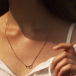 Double Heart Necklace 14-Karat Rose Gold - Karina Constantine Jewellery