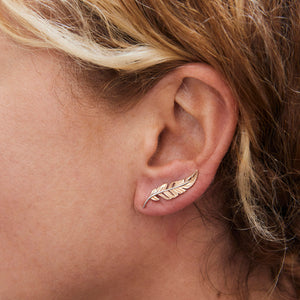 Feather Earring 14-Karat Rose, White Gold - Karina Constantine