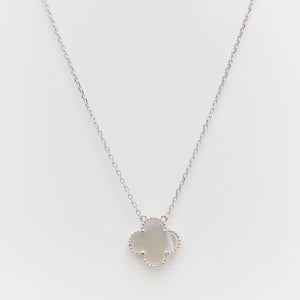 Four Leaf Clover Mother of Pearl Necklace Sterling Silver - Karina Constantine 