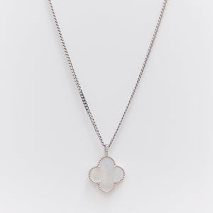 Four Leaf Clover Mother of Pearl Pendant Necklace Sterling Silver - Karina Constantine 