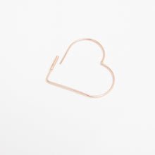 Load image into Gallery viewer, Gold Heart Sleeper Hoop Earrings 14-Karat Rose Gold - Karina Constantine
