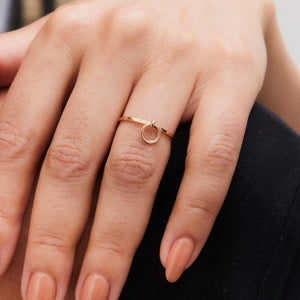 Gold Hoop Charm Ring 14-Karat Rose Gold - Karina Constantine