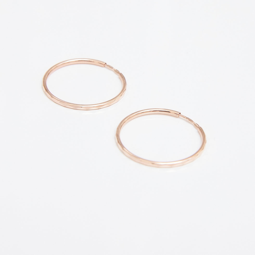 Gold Midi Sleeper Hoop Earrings 14-Karat Rose Gold - Karina Constantine