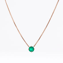 Load image into Gallery viewer, Green Agate Solitaire Necklace 14-Karat Rose Gold
