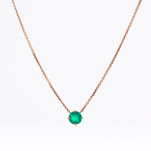 Green Agate Solitaire Necklace 14-Karat Rose Gold