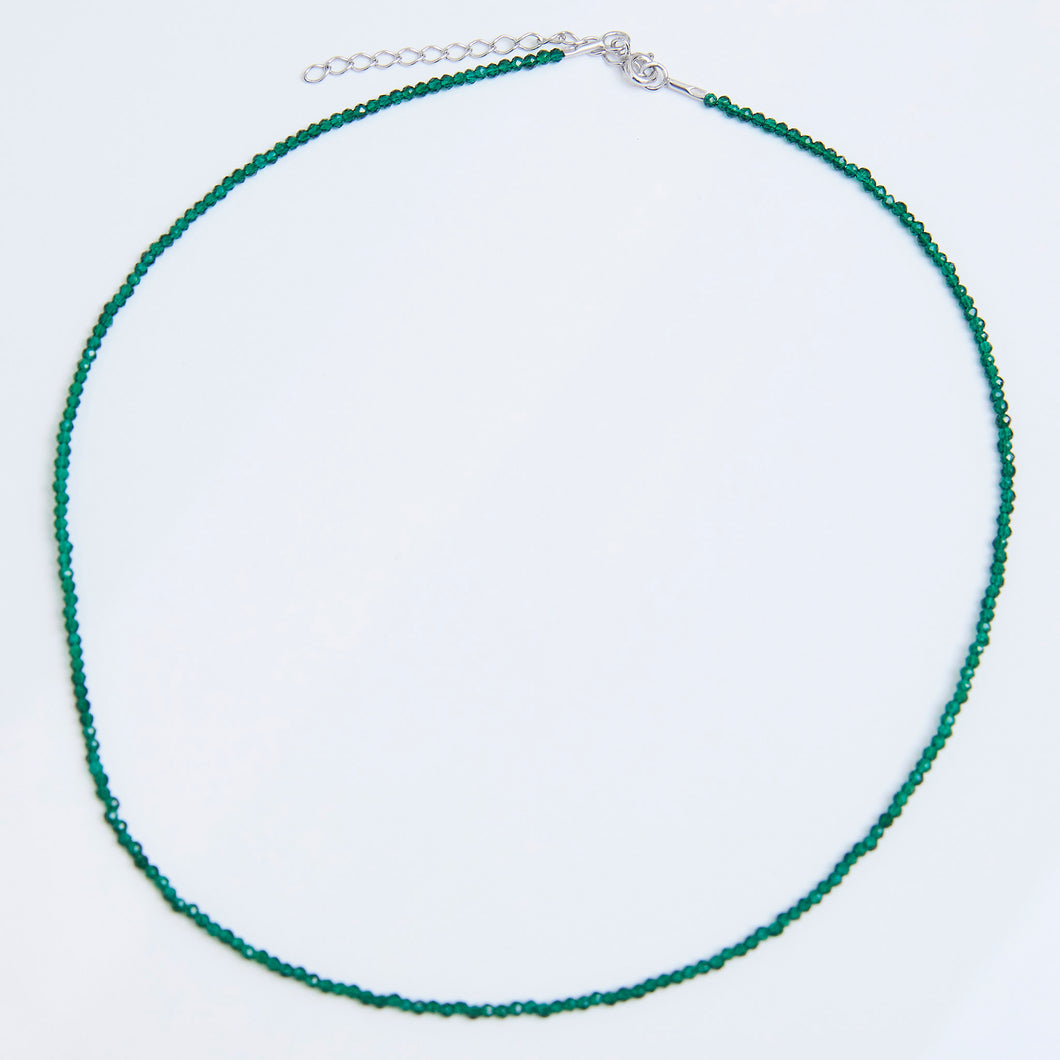 Green Emerald Beaded Crystal Choker Sterling Silver - Karina Constantine