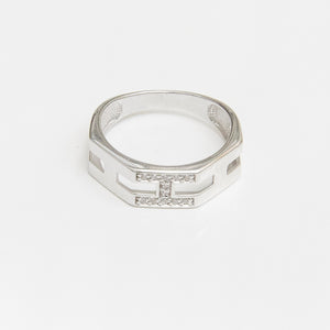 "H" Link Ring Band Sterling Silver