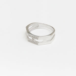 "H" Link Ring Band Sterling Silver - Karina Constantine