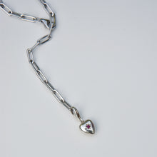 Load image into Gallery viewer, Mini Heart Charm Paperclip Chain Necklace Sterling Silver 
