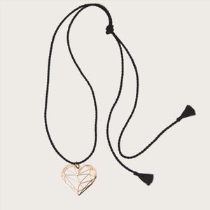 Heart Cord Necklace 14-Karat Rose Gold, Karina Constantine 