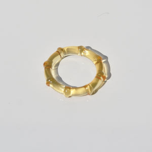 Lalique Amber Crystal Cabochon Ring