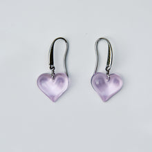 Load image into Gallery viewer, Lalique Heart Lilac Crystal Drop Earrings Sterling Silver
