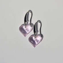 Load image into Gallery viewer, Lalique Heart Lilac Crystal Drop Earrings Sterling Silver
