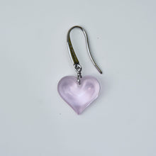 Load image into Gallery viewer, Lalique Heart Lilac Crystal Drop Earrings Sterling Silver
