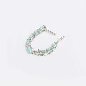 Mint Green Cat's Eye Hoop Earrings Sterling Silver - Karina Constantine