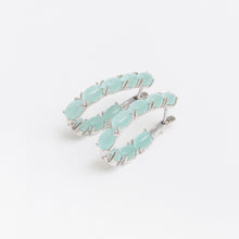 Load image into Gallery viewer, Mint Green Cat&#39;s Eye Hoop Earrings Sterling Silver - Karina Constantine
