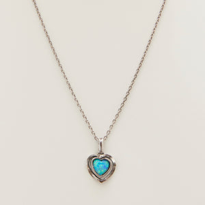 Opal Heart Pendant Necklace Sterling Silver - Karina Constantine 